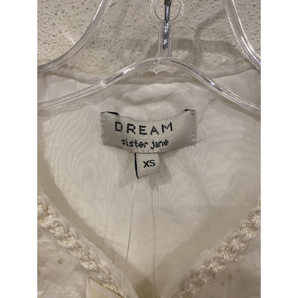 Dream Sister Jane Agatha Jacket Womens XS Ivory Embellished Sequin Pearl Trim - Picture 3 of 7